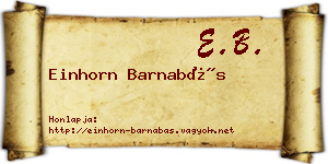 Einhorn Barnabás névjegykártya